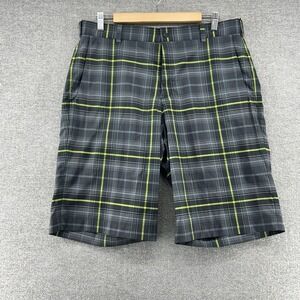 Nike Dri Fit Golf Chino Shorts Men Size 34 Plaid 12" Inseam Gray